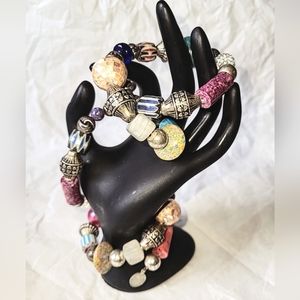 MULTI-COLORED BEAD WIRE WRAP BRACELET